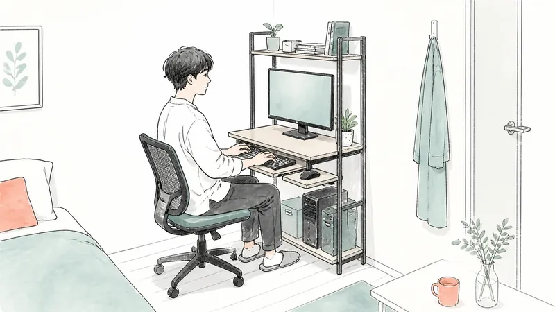 幅60cmのパソコンデスクで足りる？狭い部屋で上下を使う条件