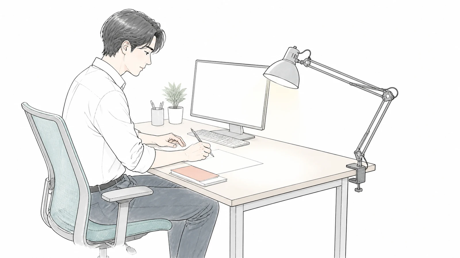 デスクライトの置き場所がない｜クランプ式で机上を空ける条件