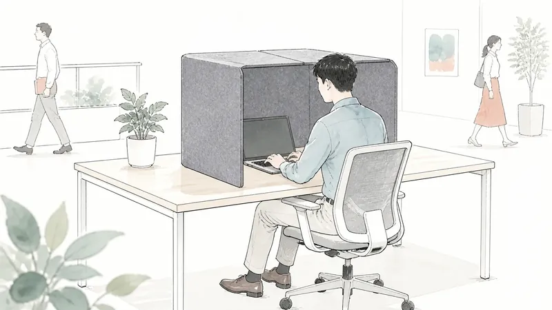 フリーアドレス席で周囲の視線が気になるなら折りたたみブースの設置面を測る