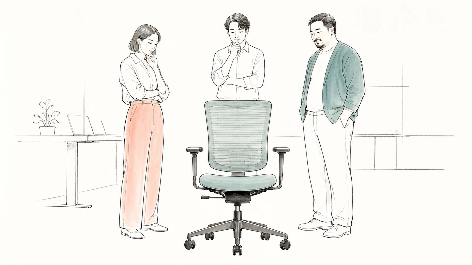 フリーアドレスの椅子は自動ロッキングだけで調整が済む？