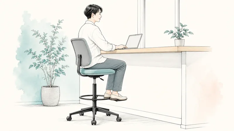 高い作業椅子で足が床につかない｜後付けフットレストリングの適合確認