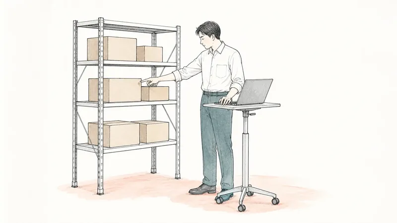 棚卸し中にノートパソコンへその場で入力できる移動式昇降台の条件