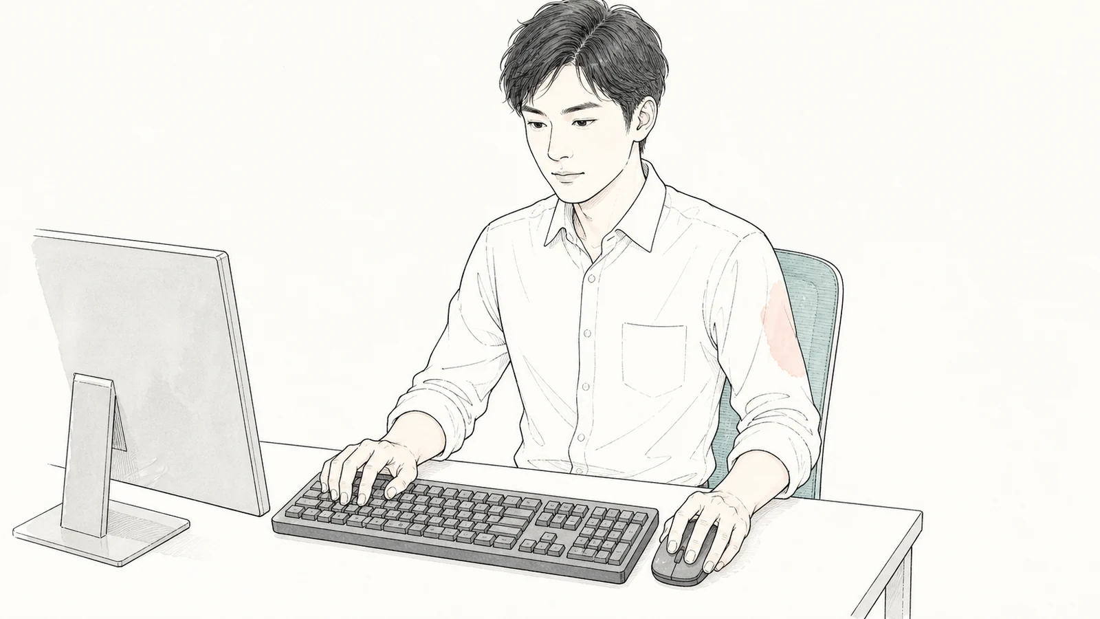 マウスが遠いなら、幅390mmキーボードで横の置き位置を試す