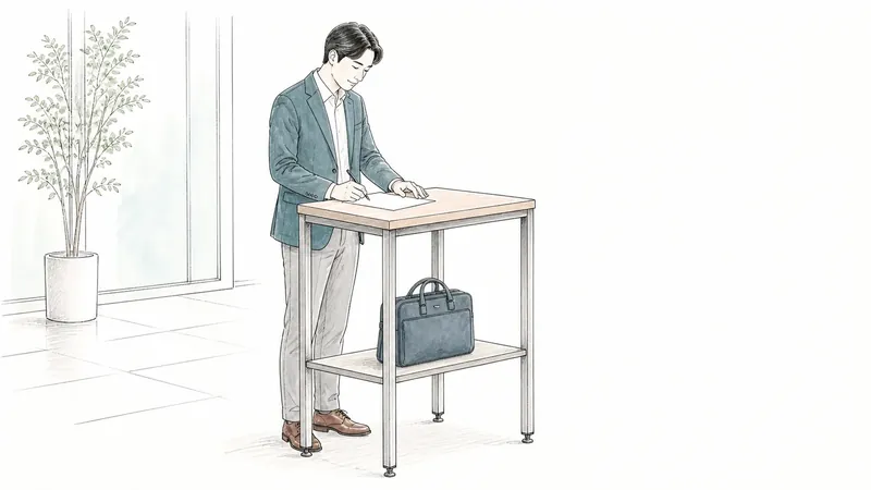 受付票を立ったまま書ける？高さ950mm記載台を仮設して試す