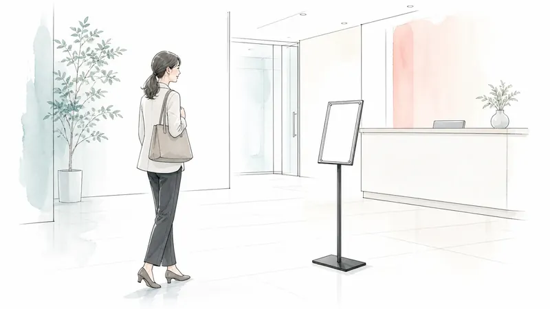 受付の臨時案内をA4で立てる｜縦横対応スタンドの設置方法