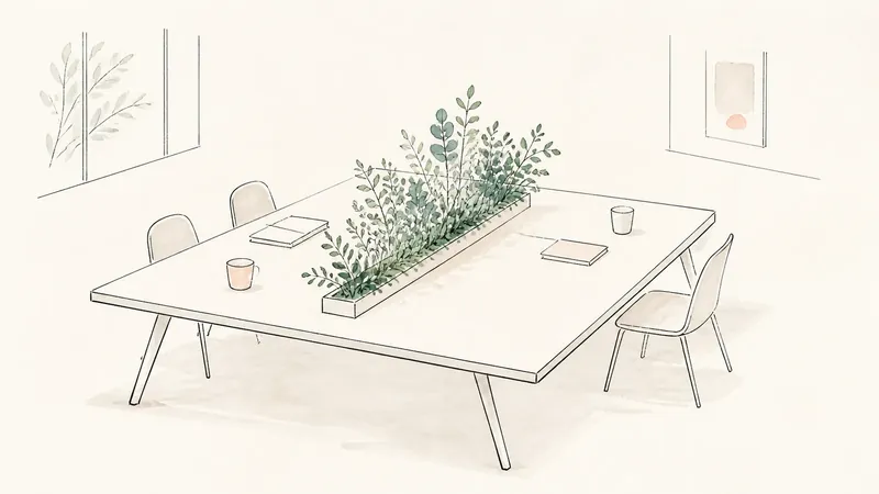 共有デスクを植物で仕切る｜卓上フェイクグリーンの置き方