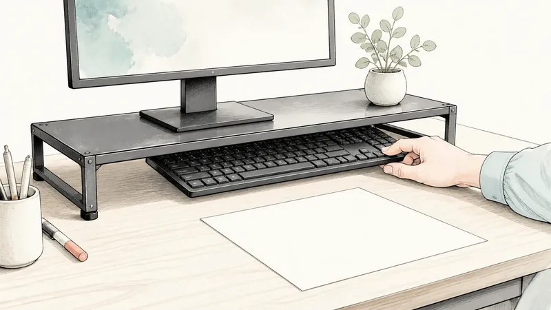 キーボードを机上から片付けるには？棚下83mmへ収納できる条件