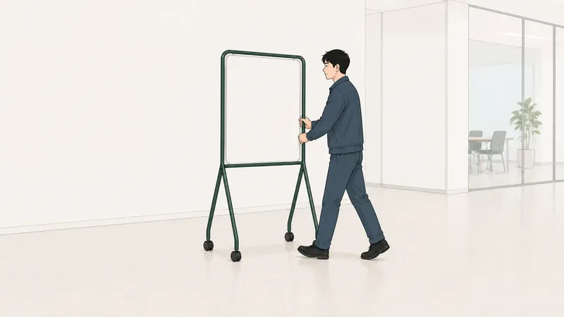 複数のホワイトボードを一か所へ戻すための保管場所と移動経路