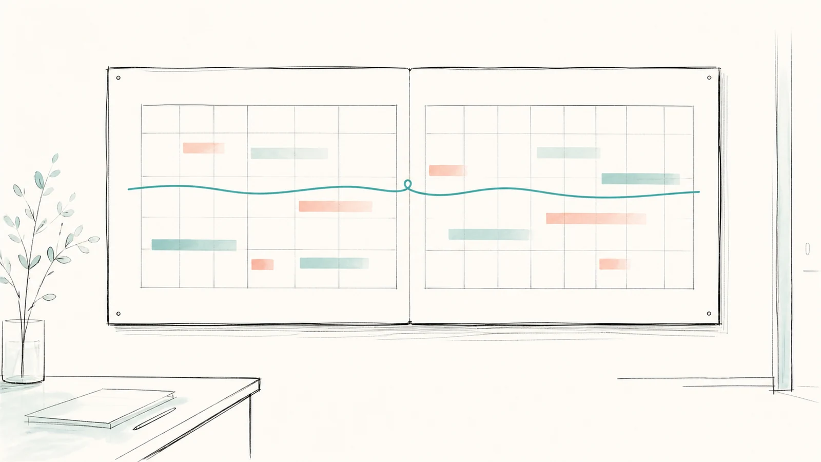 月をまたぐ予定を一枚で見たい｜2ヶ月ホワイトボードの使い方