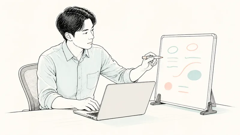 Web会議中の手書きメモを画面横へ置く｜卓上ボードの設置判断