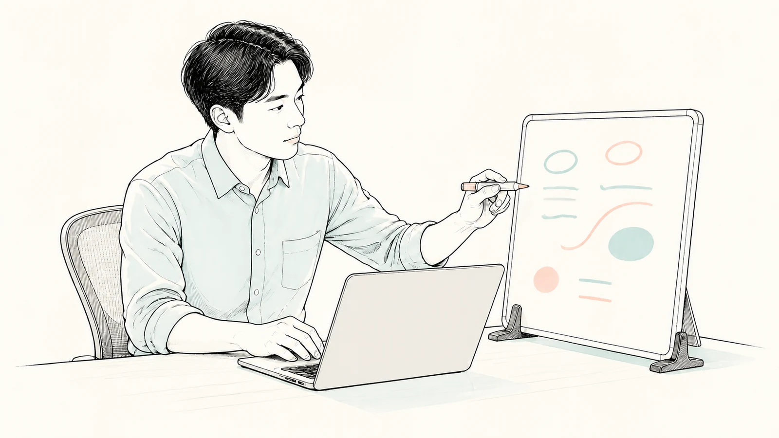 Web会議中の手書きメモを画面横へ置く｜卓上ボードの設置判断